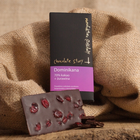 Czekolada 70% kakao z Dominikany + Żurawina